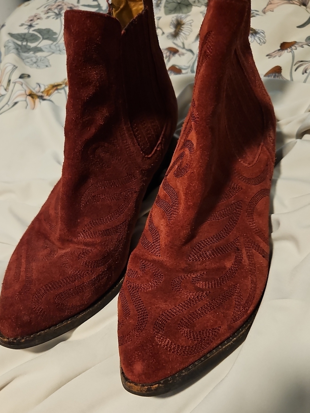 Dolce Vita Burgundy Suede Pointed Ankle Booties